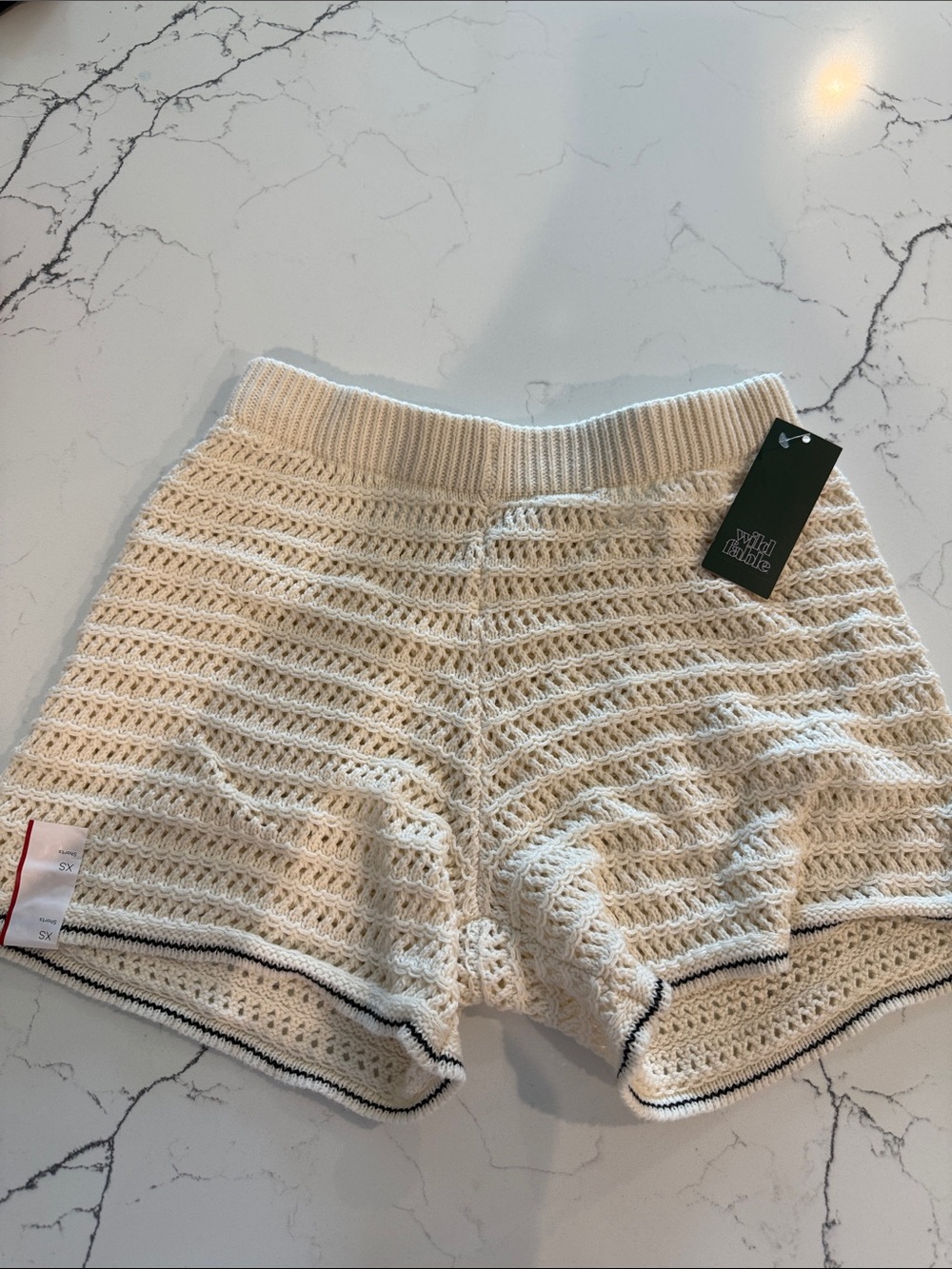 Women's Wild Fable Cream Crochet Shorts with Contrast Trim